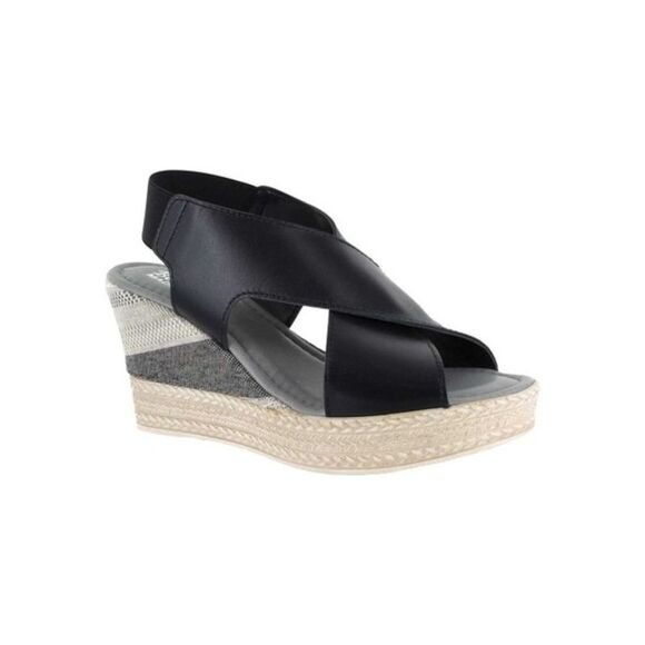 BELLA VITA Shoes - BELLA VITA Womens Black Wide Back Strap Bec-italy Slip On Slingback Sandal 6 W